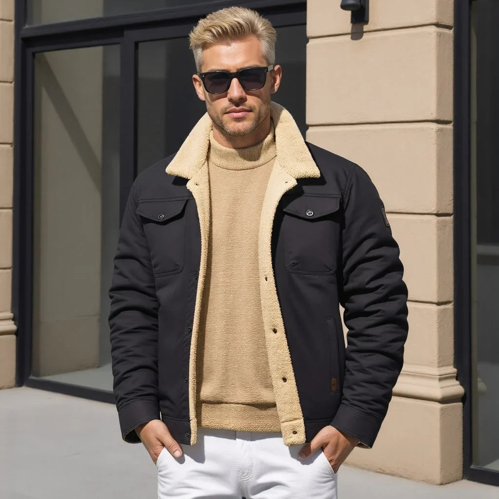 Men's Sherpa-Lined Winter Jacket for Cold Weather Comfort