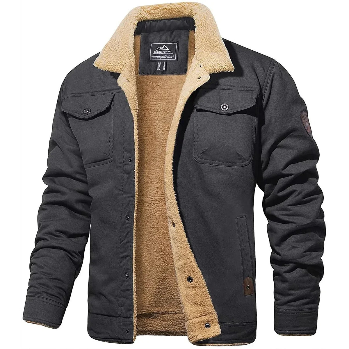 Men's Sherpa-Lined Winter Jacket for Cold Weather Comfort