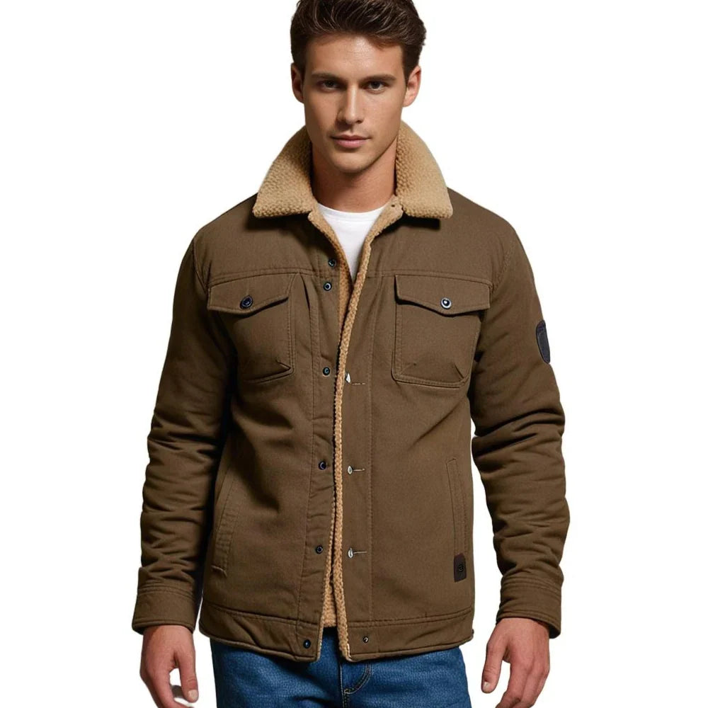 Men's Sherpa-Lined Winter Jacket for Cold Weather Comfort