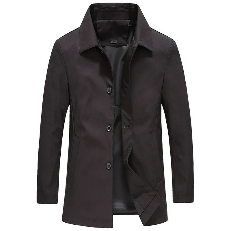 Men's Slim Fit Trenchcoat with Button Closure