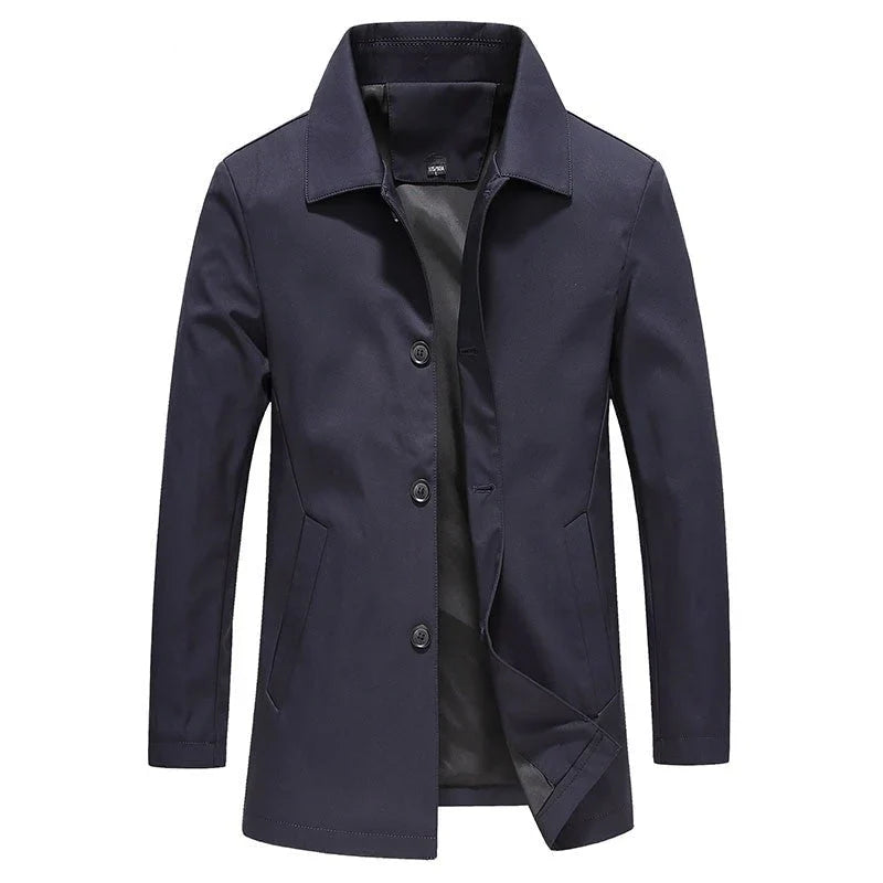 Men's Slim Fit Trenchcoat with Button Closure