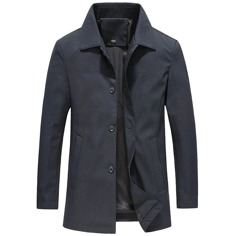 Men's Slim Fit Trenchcoat with Button Closure