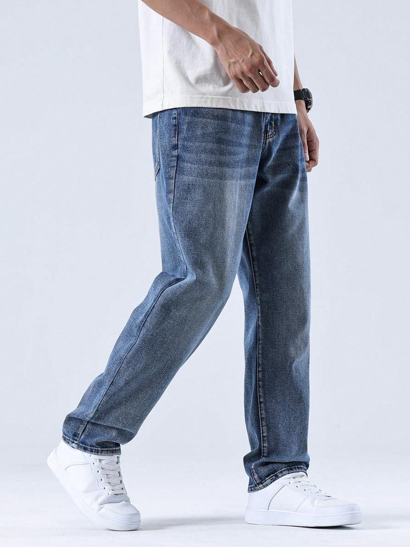 Men's Straight Leg Washed Jeans for Everyday Style