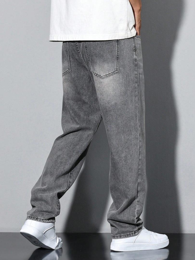 Men's Straight Leg Washed Jeans for Everyday Style