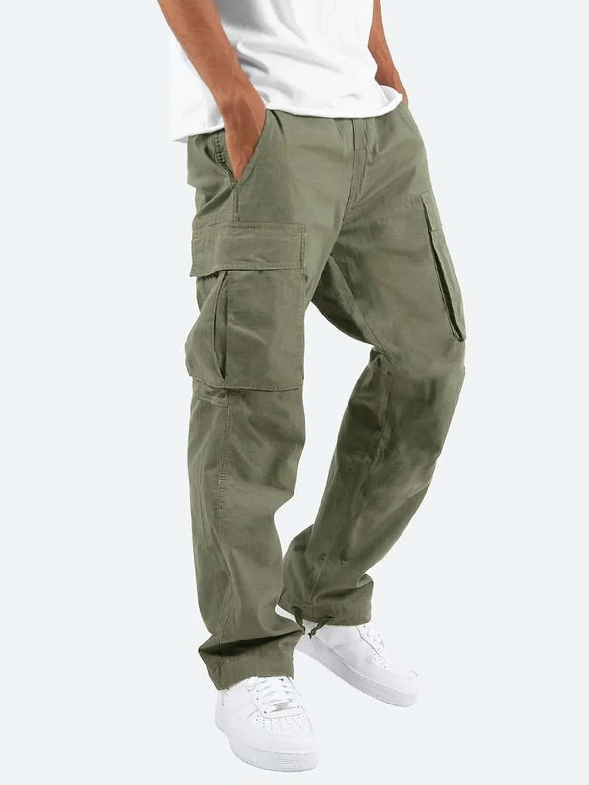 Men's Stretch Cargo Pants Long Length with Side Pockets