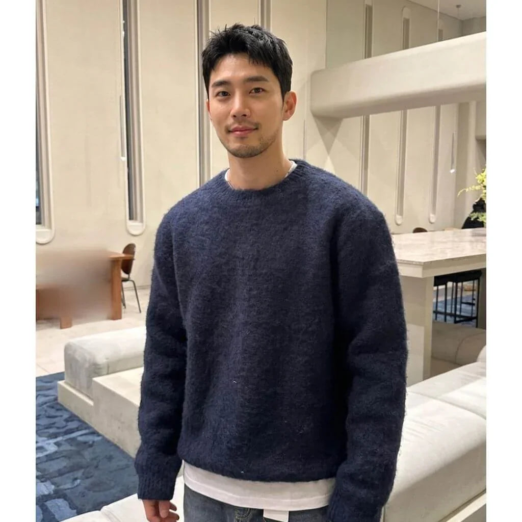 Men's Wool Knit Sweater Textured Pullover for Winter