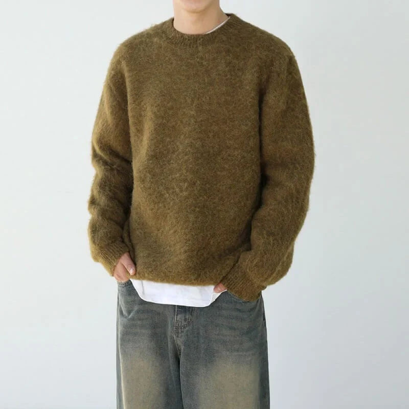 Men's Wool Knit Sweater Textured Pullover for Winter
