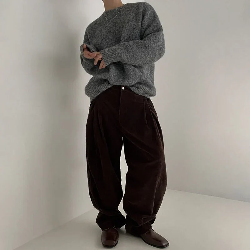 Men's Wool Knit Sweater Textured Pullover for Winter