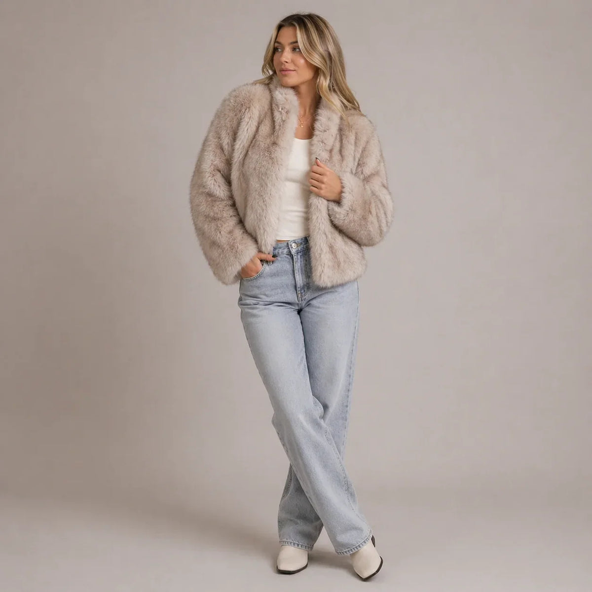 Women's Faux Fur Jacket Relaxed Fit