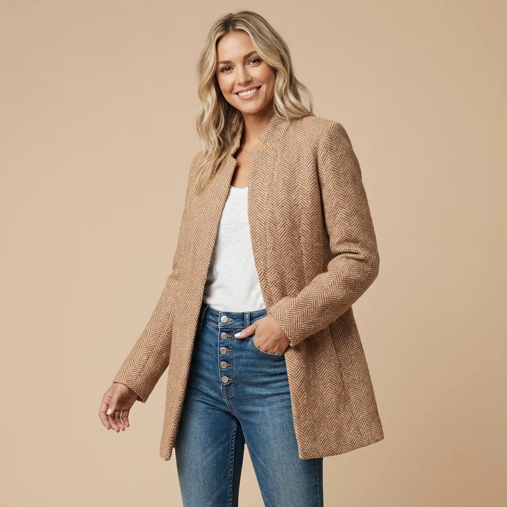 Women's Herringbone Long Blazer