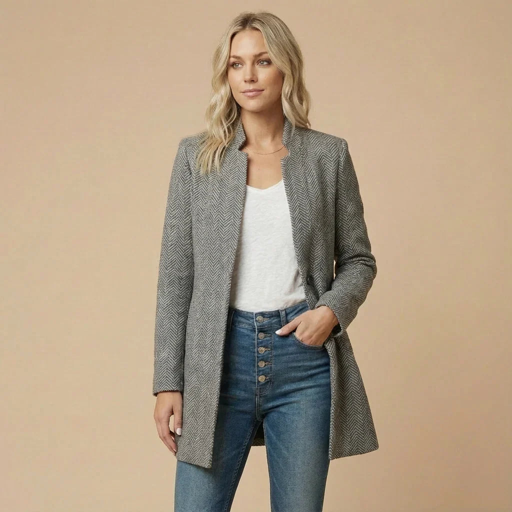 Women's Herringbone Long Blazer