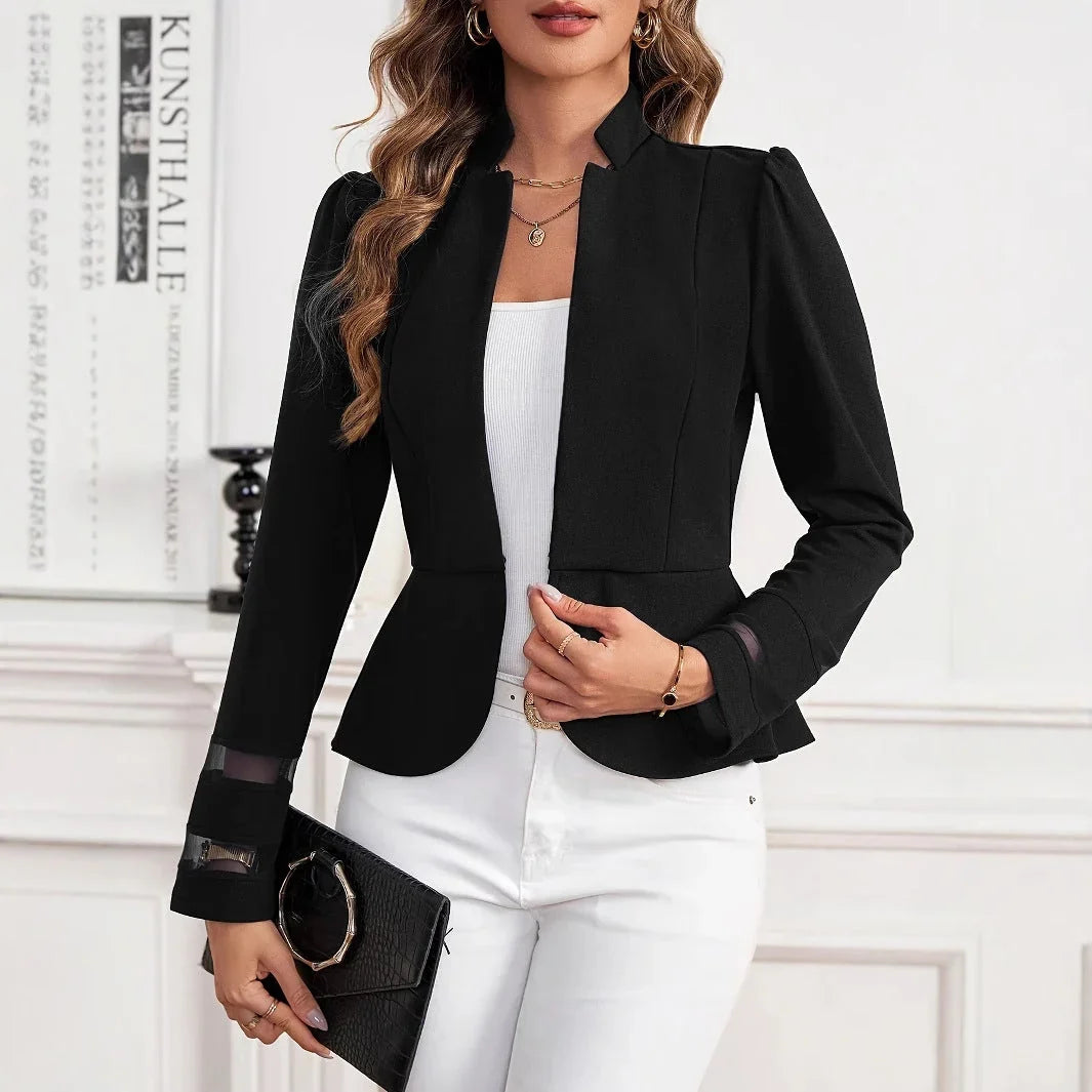 Women's Peplum Blazer Slim Fit Structured Shoulder