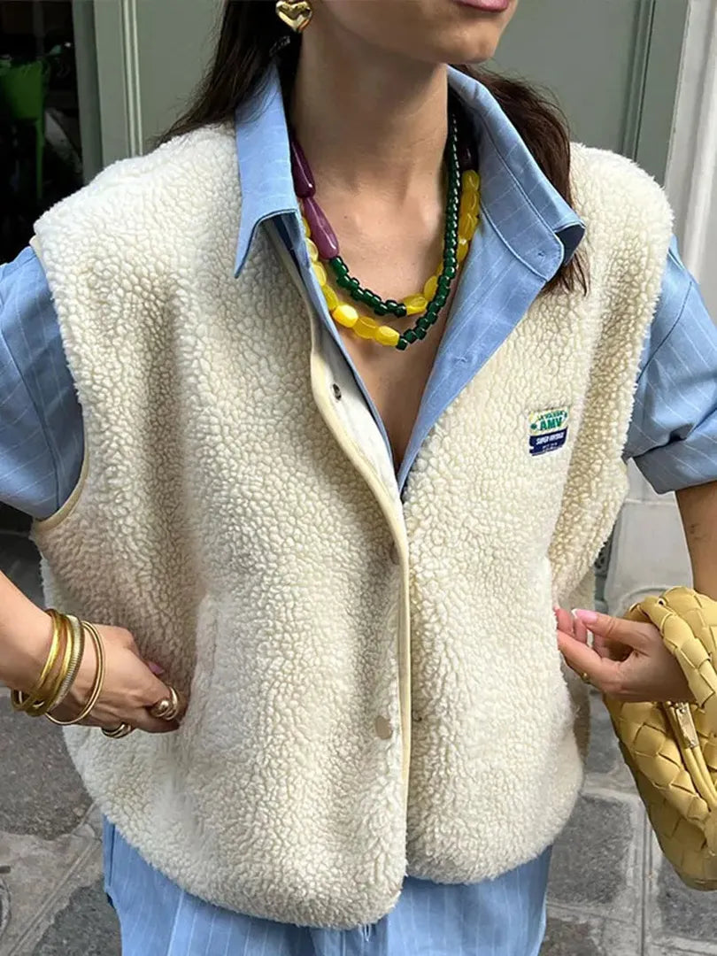 Women's Teddy Fleece Open-Front Vest