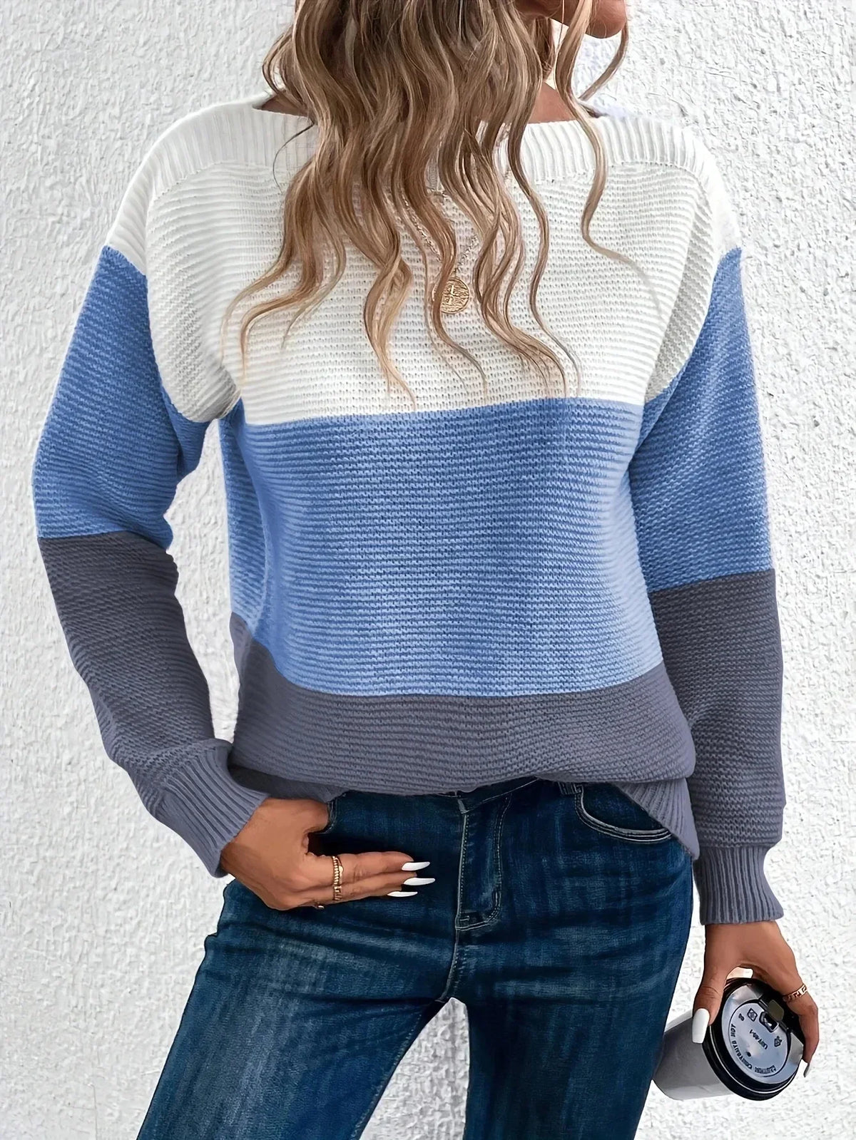 Women's Turtleneck Winter Sweater - Cozy Color-Block Design