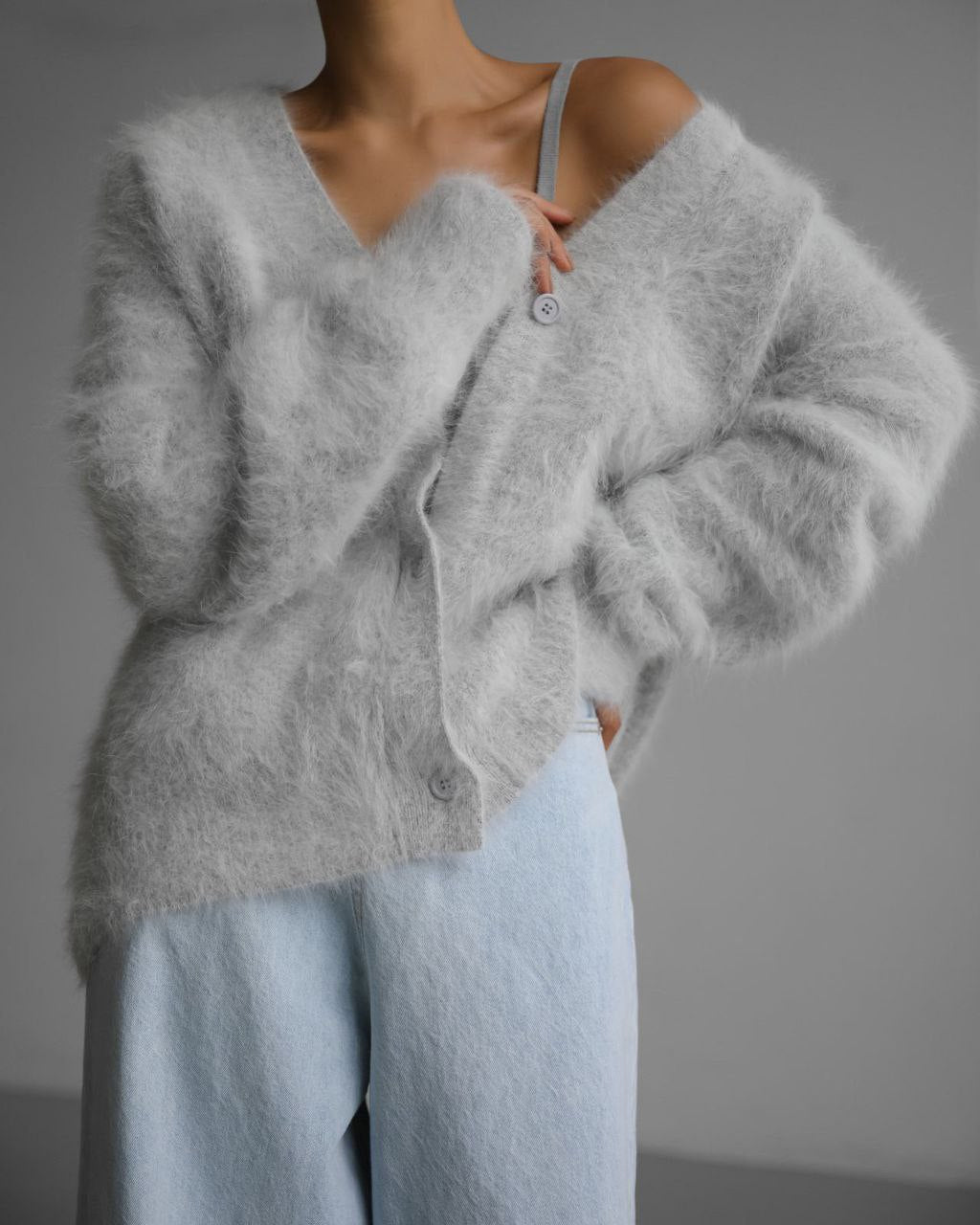 Women's Loose V-Neck Button Cardigan Sweater