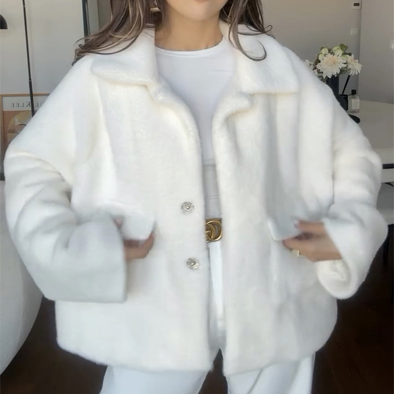 Women's Fleece Single Breasted Lapel Coat