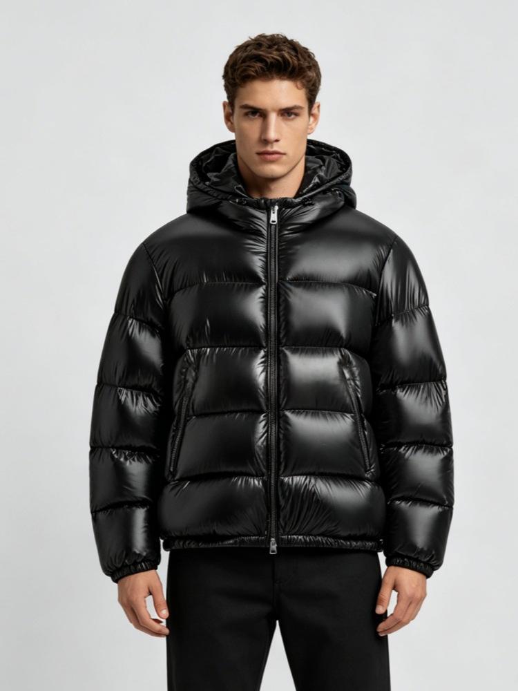 Men's Hooded Puffer Jacket - Casual Winter Coat for Cold Weather