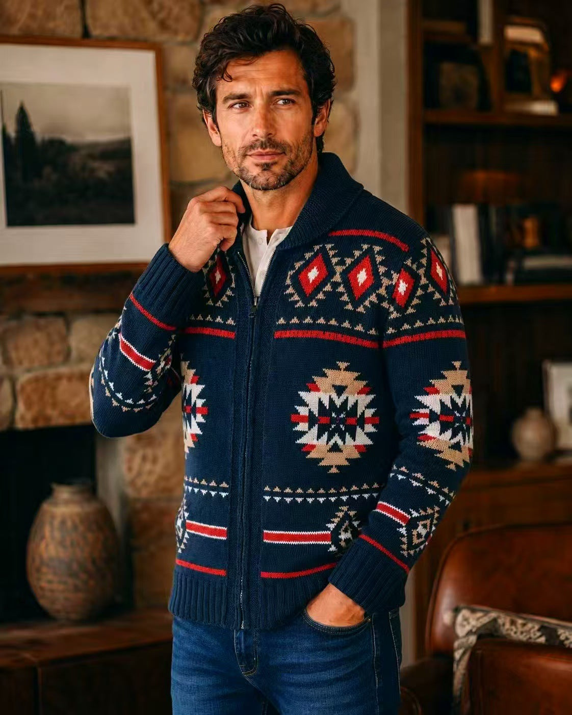 Men's Heavy Weight Knit Cardigan for Casual Wear