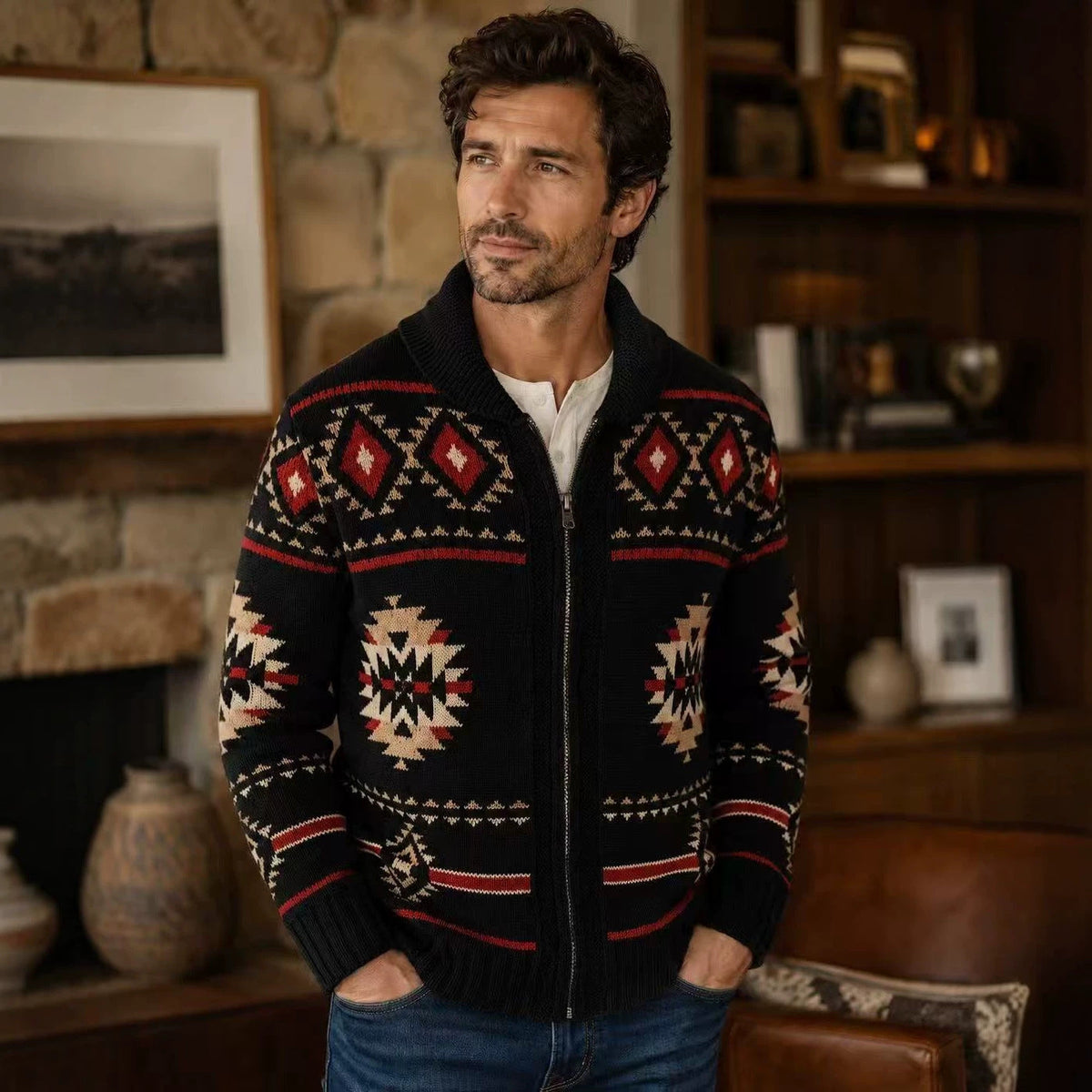 Men's Heavy Weight Knit Cardigan for Casual Wear
