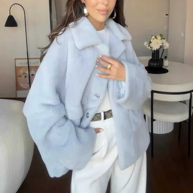 Women's Fleece Single Breasted Lapel Coat