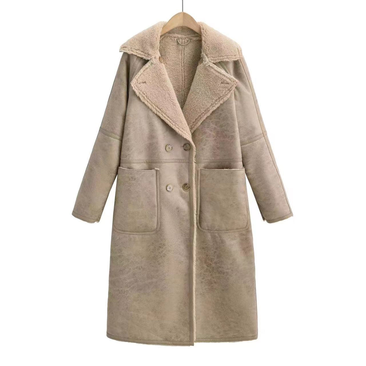Women's Mid-Length Double Breasted Trench Coat for Winter
