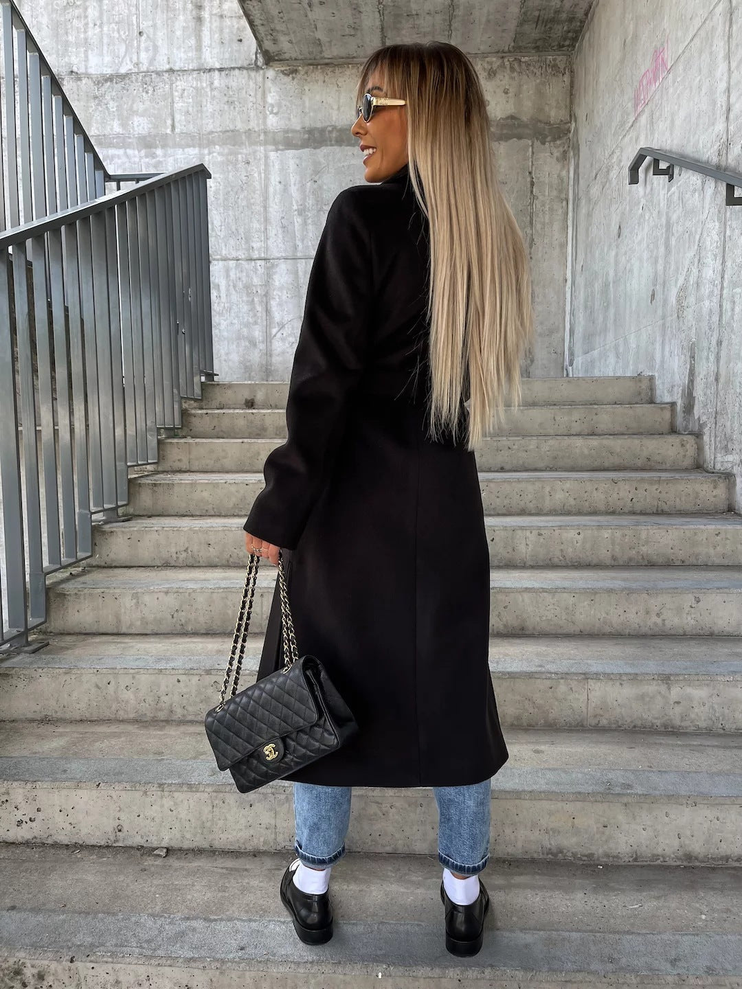 Women's Double-Breasted Trench Coat with Belt