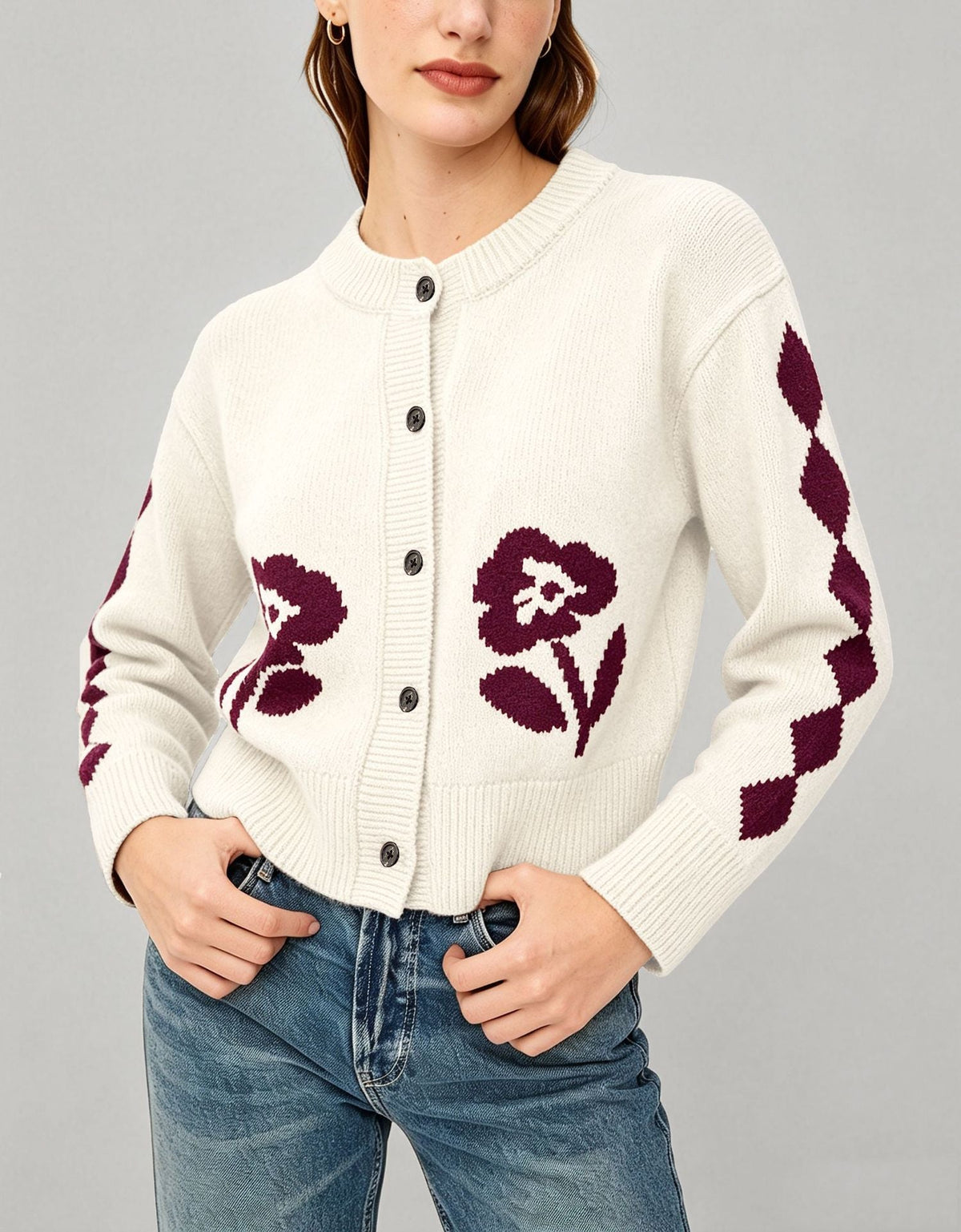 Women's Retro Jacquard Knitted Cardigan