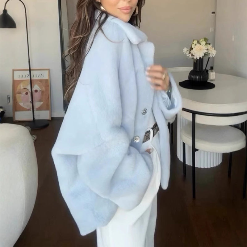 Women's Fleece Single Breasted Lapel Coat