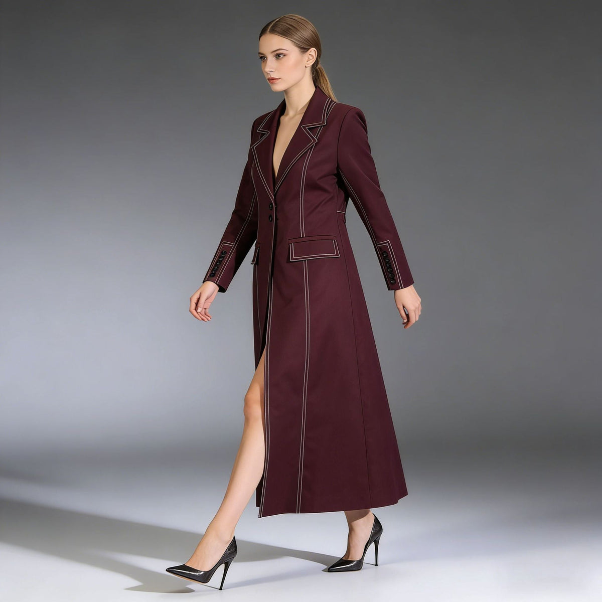 Women's Long-Sleeve Trench Coat