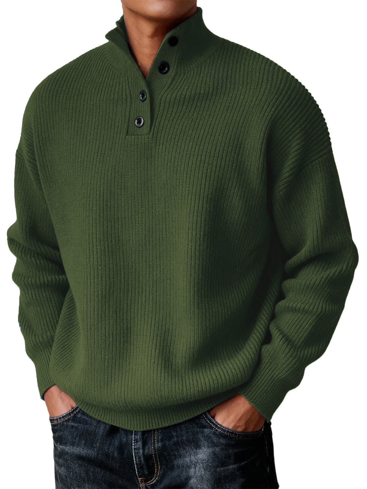 Men's Knitted Stand-Neck Casual Sweater