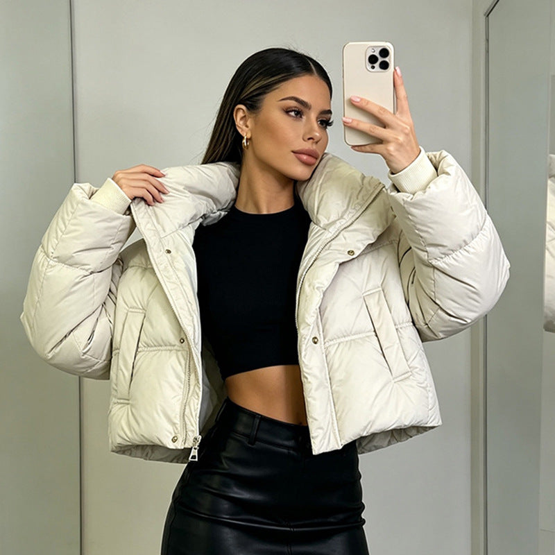 Women's Hooded Down Jacket Loose Fit Warm Coat