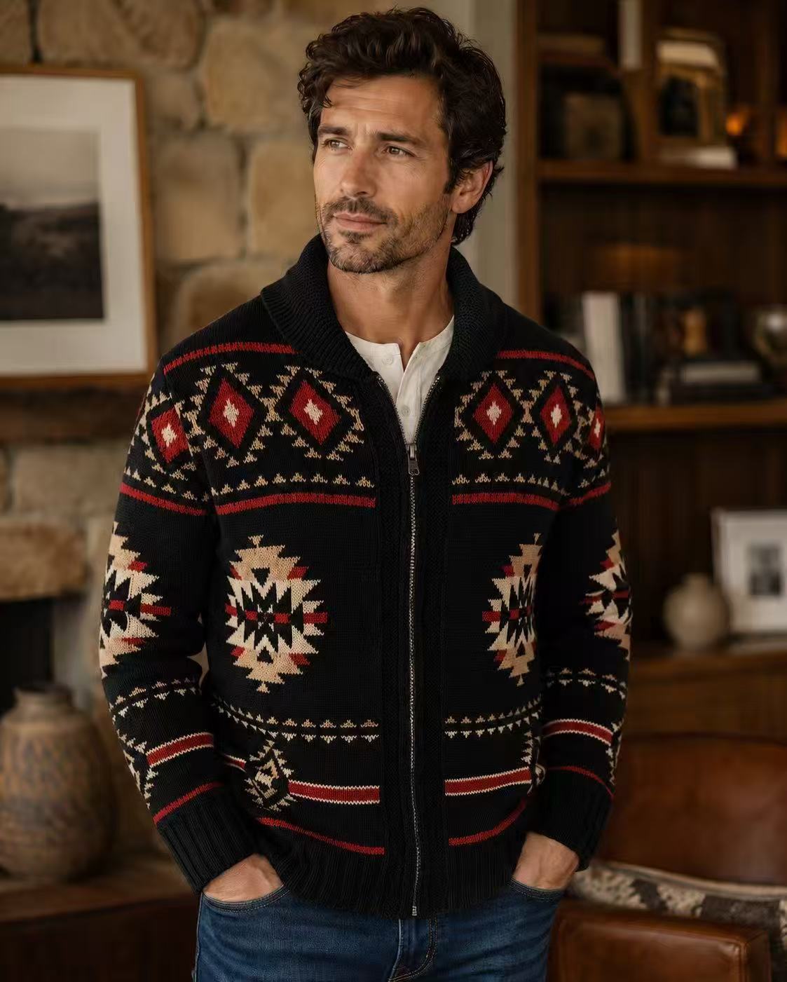 Men's Heavy Weight Knit Cardigan for Casual Wear