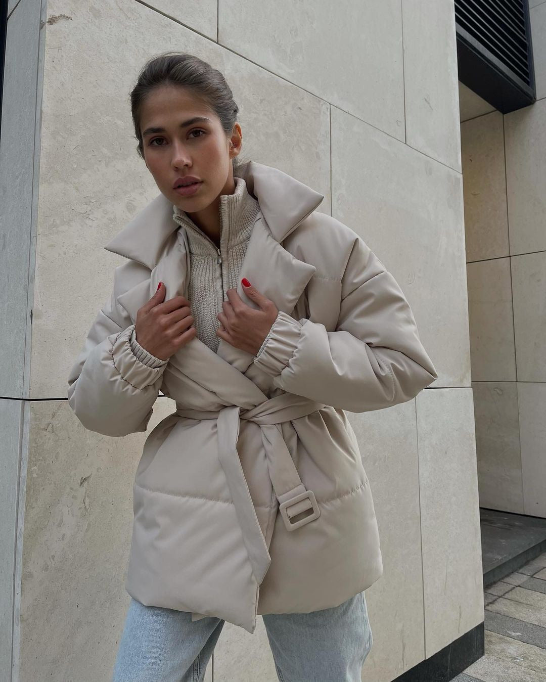 Women's Long Slim Fit Lapel Overcoat for Winter