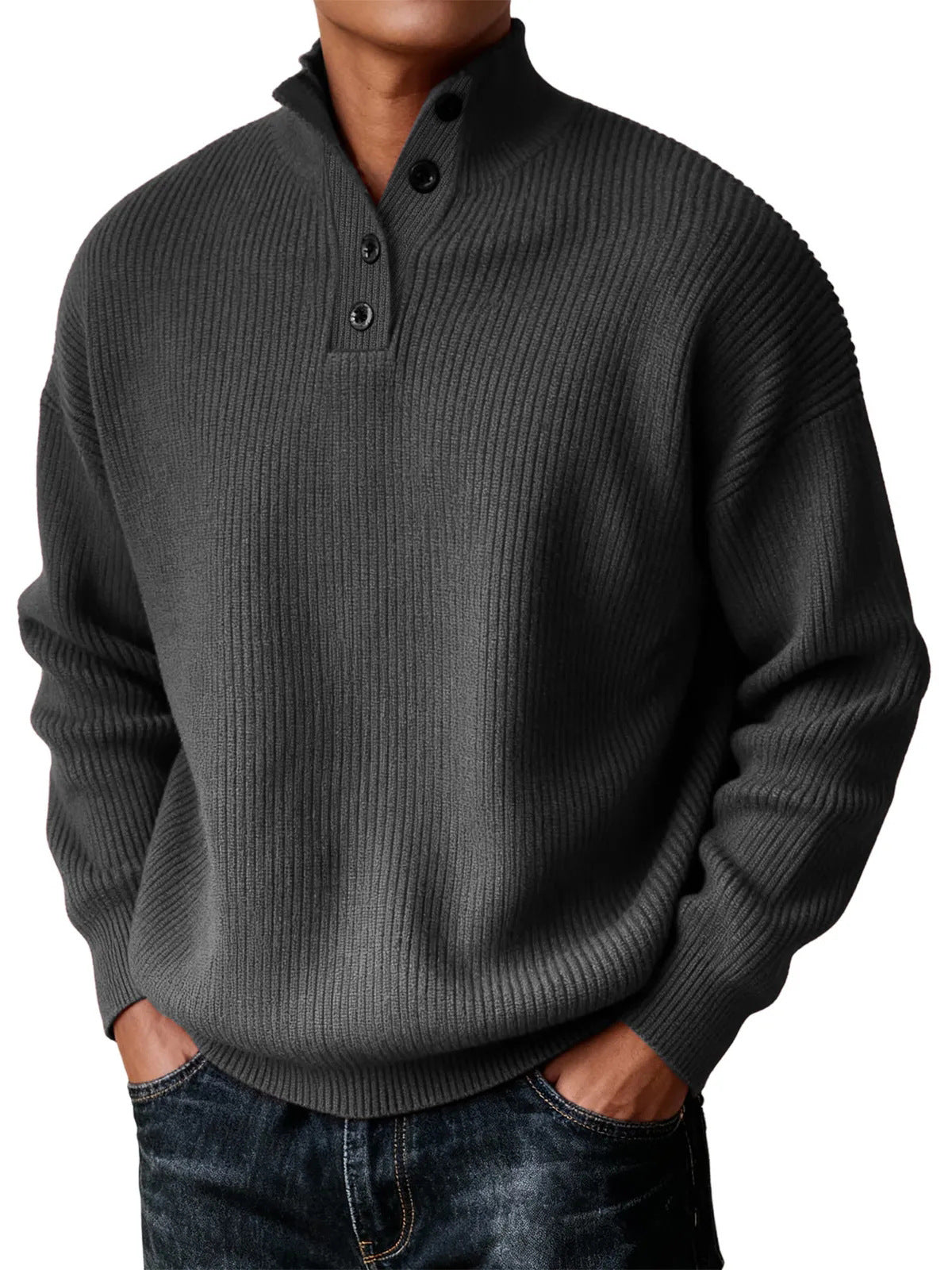 Men's Knitted Stand-Neck Casual Sweater