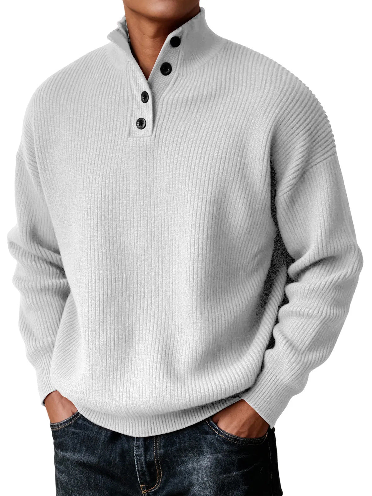Men's Knitted Stand-Neck Casual Sweater