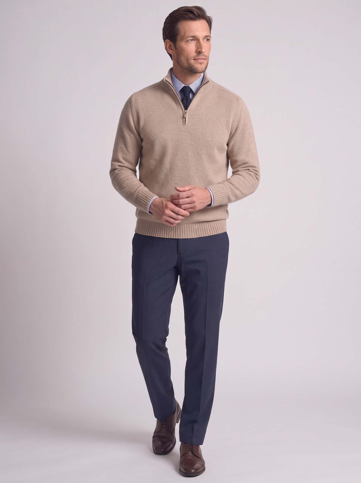Men's Slim Fit Stand Collar Zipper Sweater for Winter