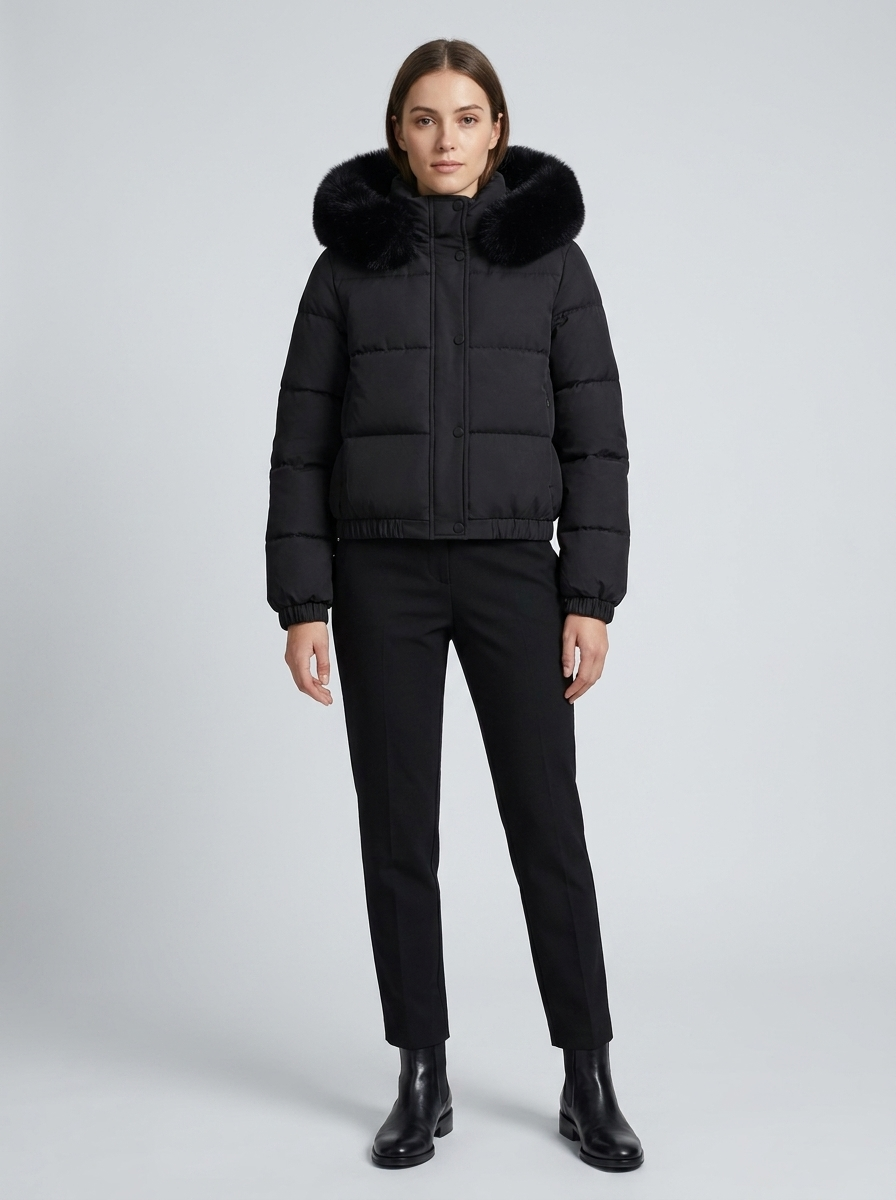 Women's Cropped Puffer Winter Jacket