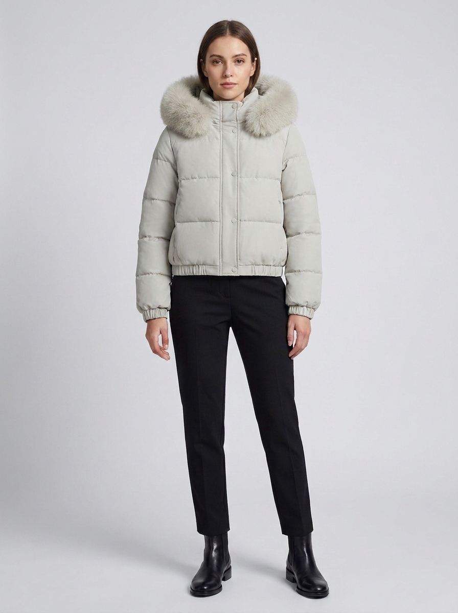 Women's Cropped Puffer Winter Jacket