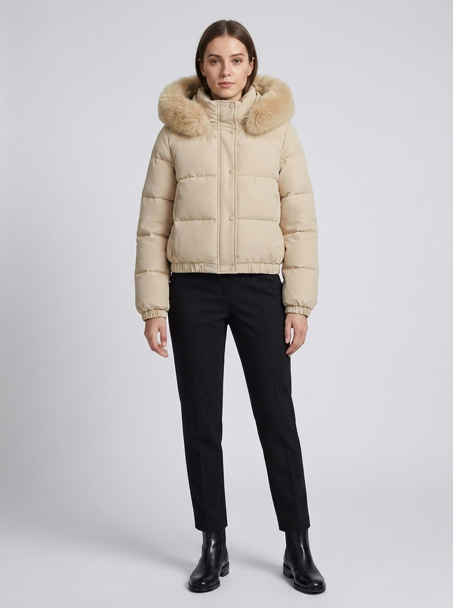 Women's Cropped Puffer Winter Jacket