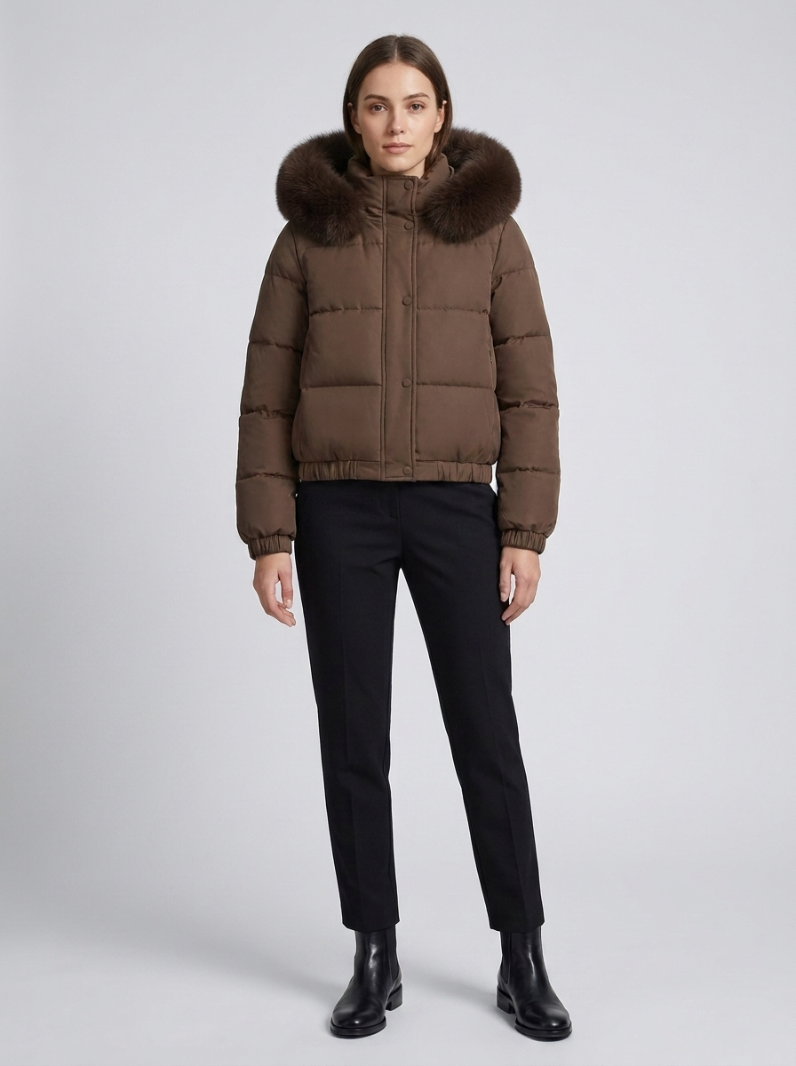 Women's Cropped Puffer Winter Jacket