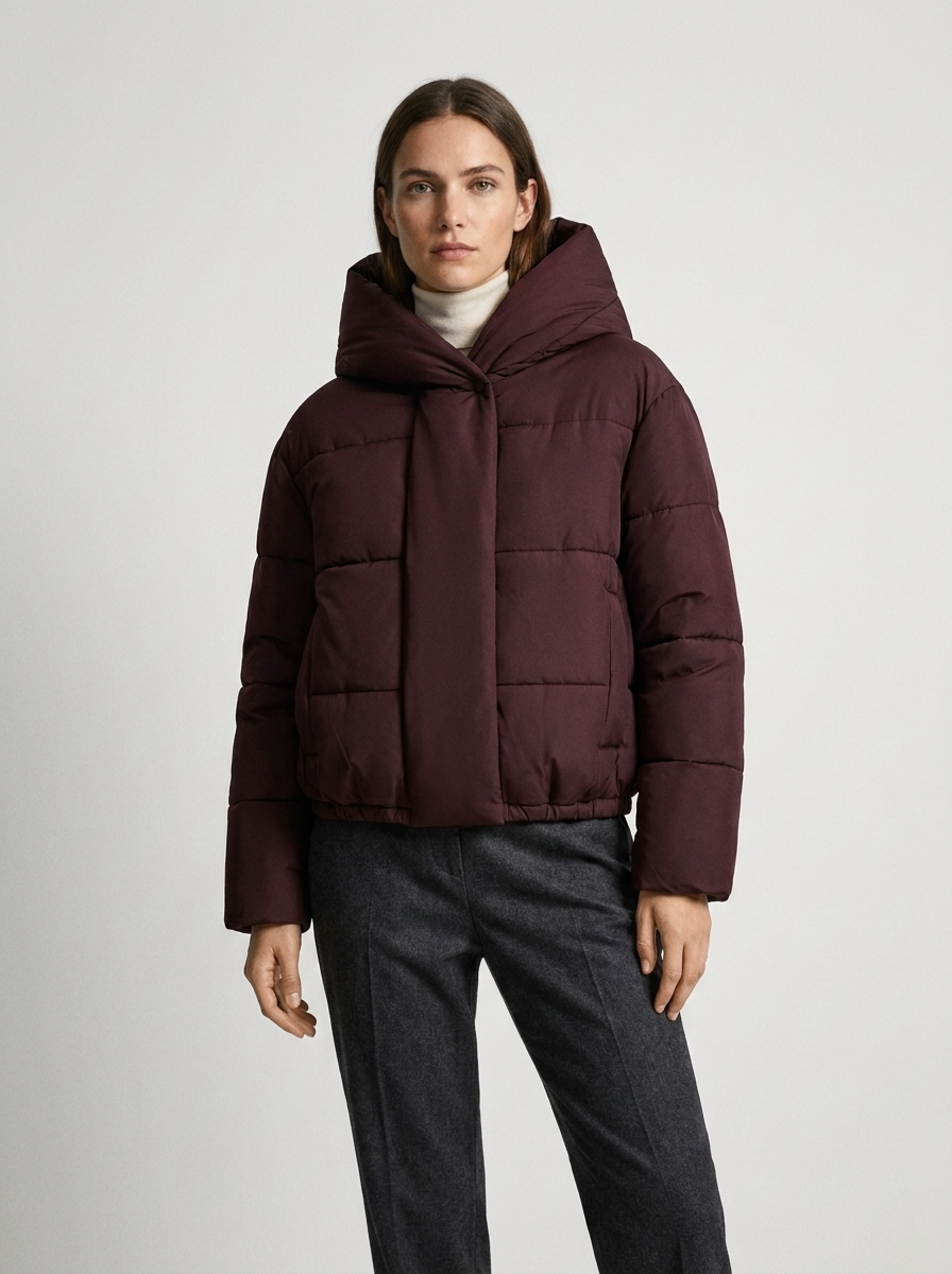 Women's Puffer Jacket – Stylish Short Design with Hood