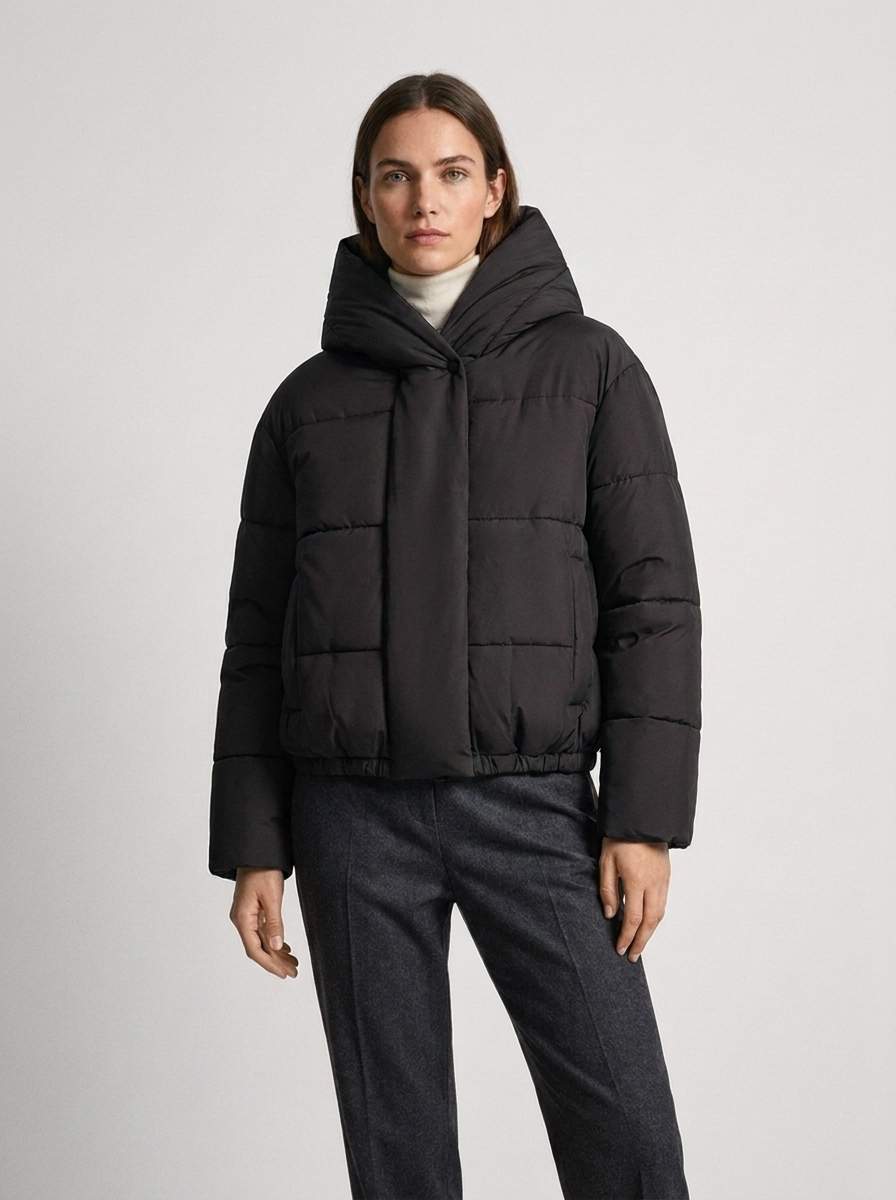 Women's Puffer Jacket – Stylish Short Design with Hood