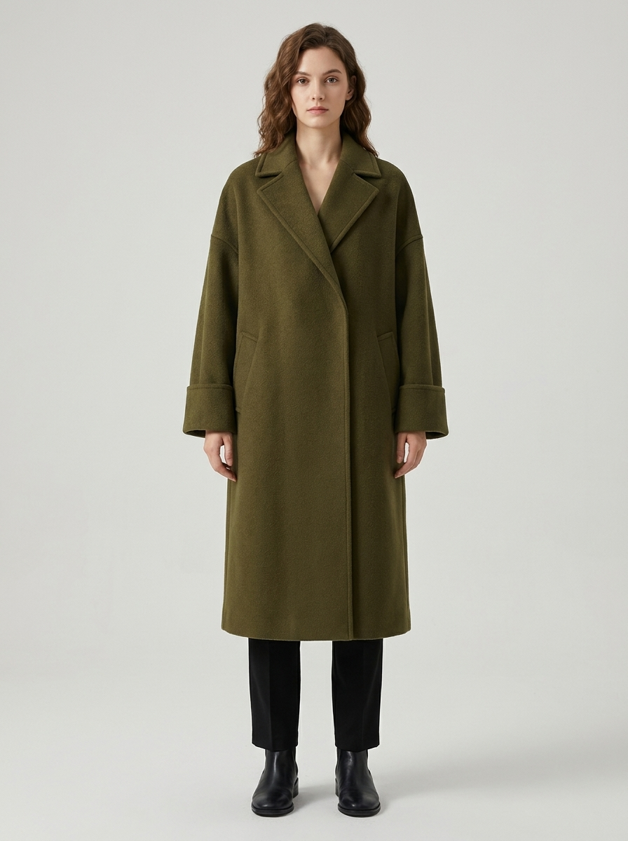 Women's Wool Long Coat - Elegant Winter Coat for Stylish Warmth