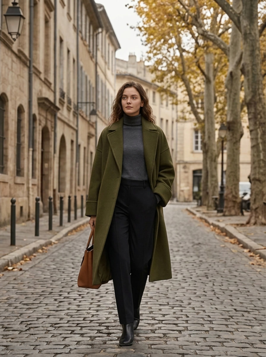 Women's Wool Long Coat - Elegant Winter Coat for Stylish Warmth