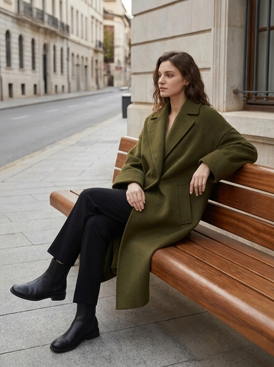 Women's Wool Long Coat - Elegant Winter Coat for Stylish Warmth