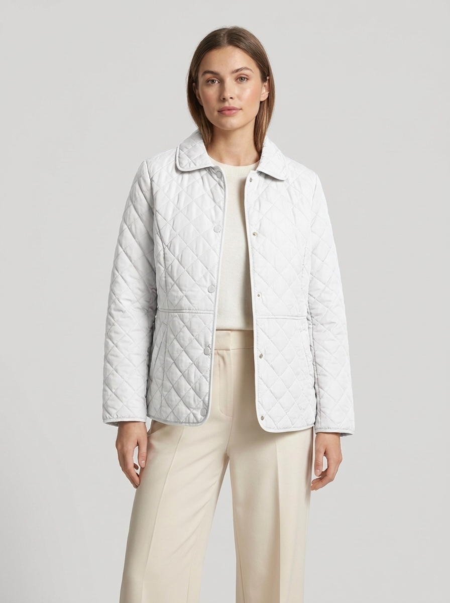Women's Quilted Jacket with Lapel Collar for Casual Wear