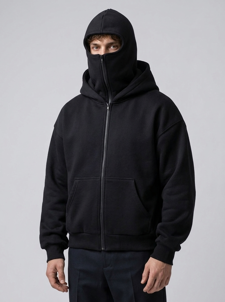 Zipped Hoodie with Built-In Balaclava