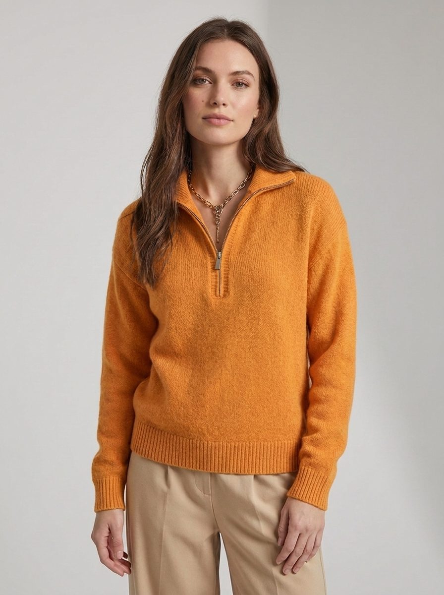 Women's Half Zip Sweater - Comfortable Knit Casual Style