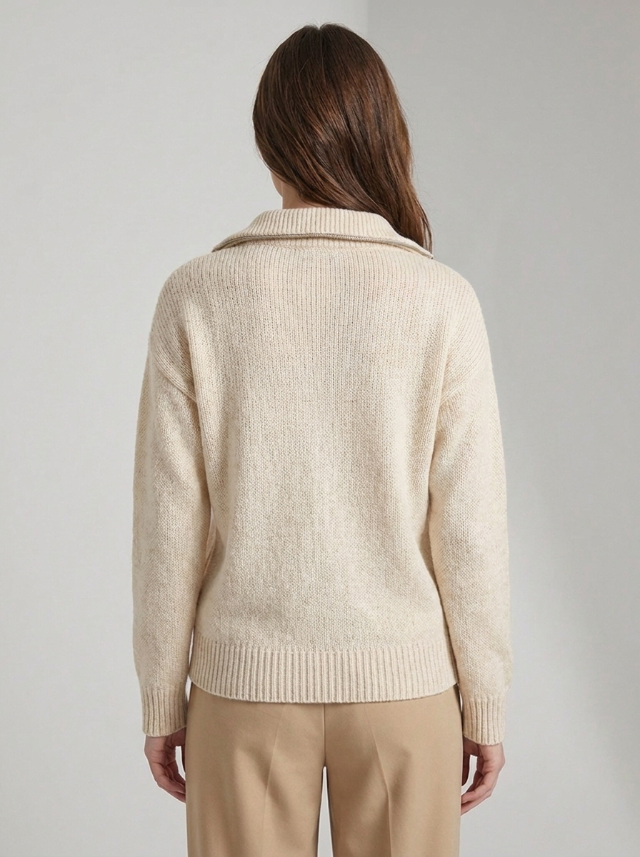 Women's Half Zip Sweater - Comfortable Knit Casual Style