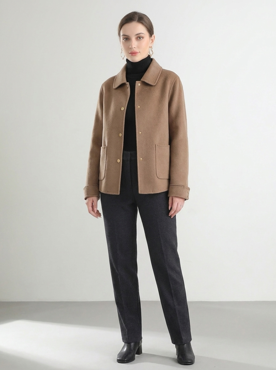 Women's Casual Wool Coat - Elegant Winter Coat